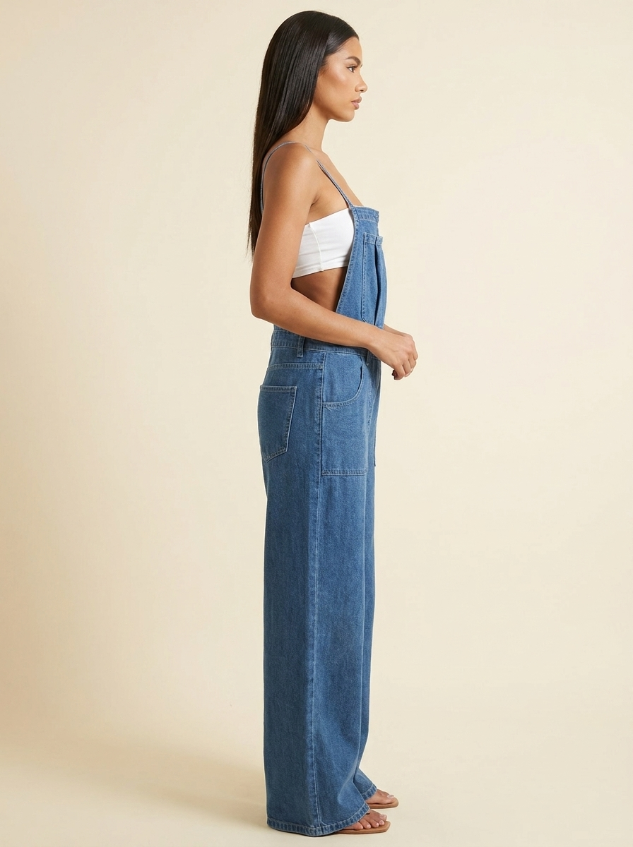 Tie Strap Wide Leg Overalls side view