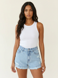 High-Waist Distressed Shorts - view 1