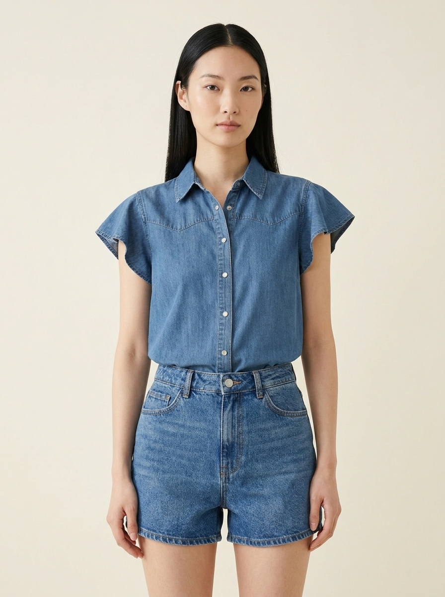 Ruffled Short Sleeve Shirt - view 1