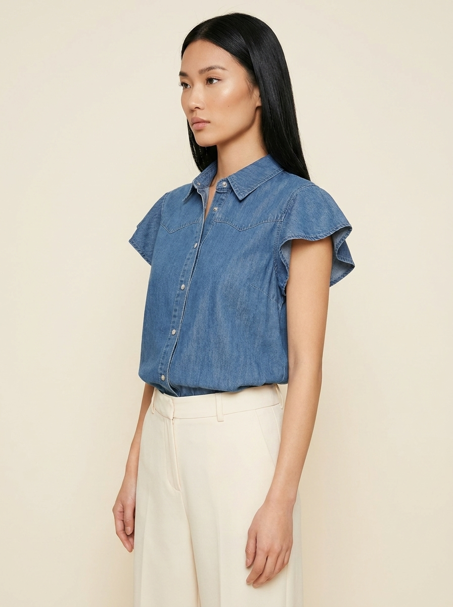 Ruffled Short Sleeve Shirt - view 2