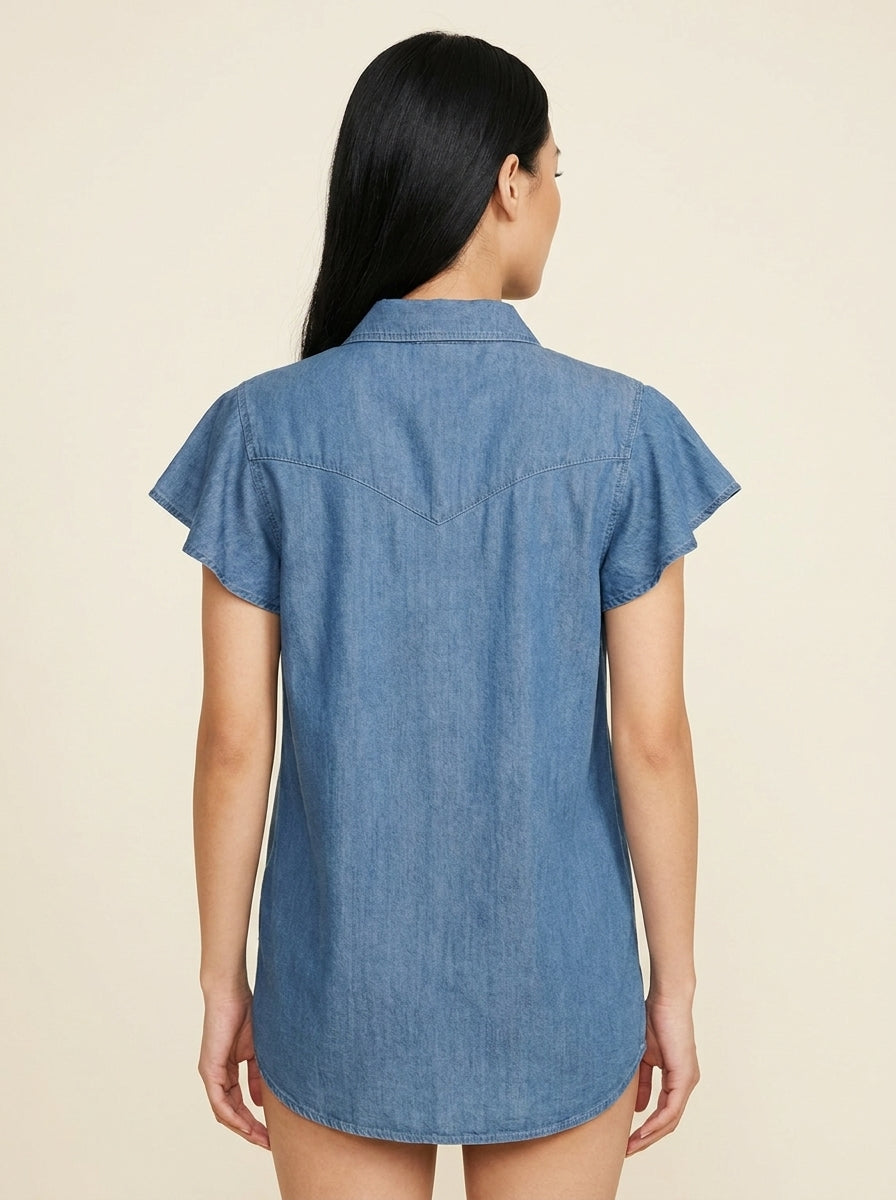 Ruffled Short Sleeve Shirt - view 3