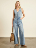 V-Neck Wide Leg Jumpsuit — Front