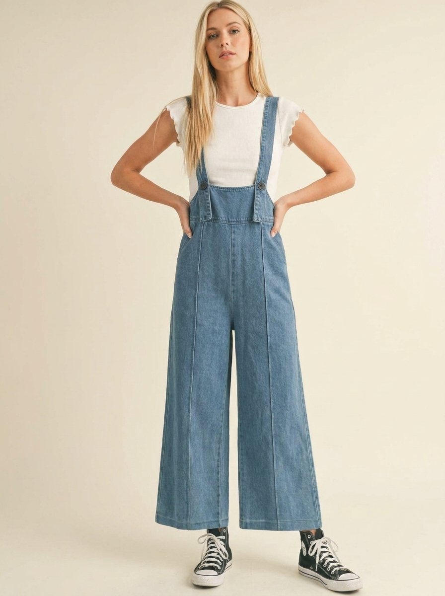 Vintage Wide Leg Overalls — Front