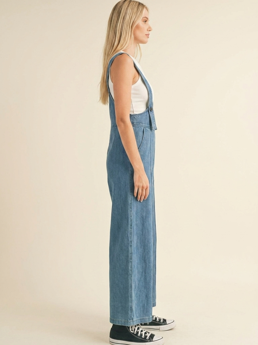 Vintage Wide Leg Overalls — Side