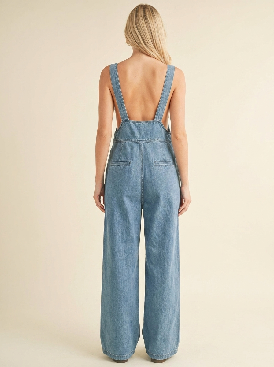 Vintage Wide Leg Overalls — Back