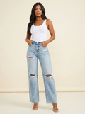 Distressed Straight Jeans — Front