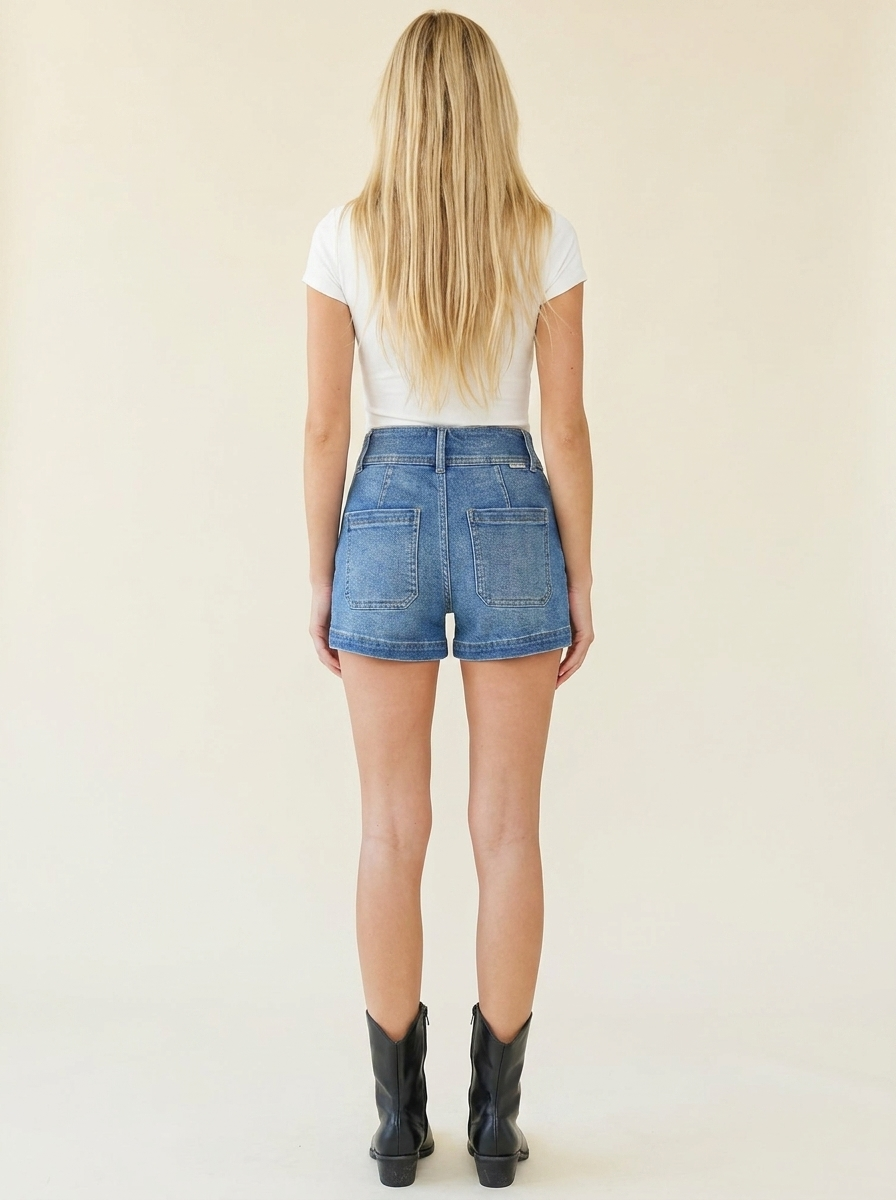 RISEN Patched Pocket Shorts — Back