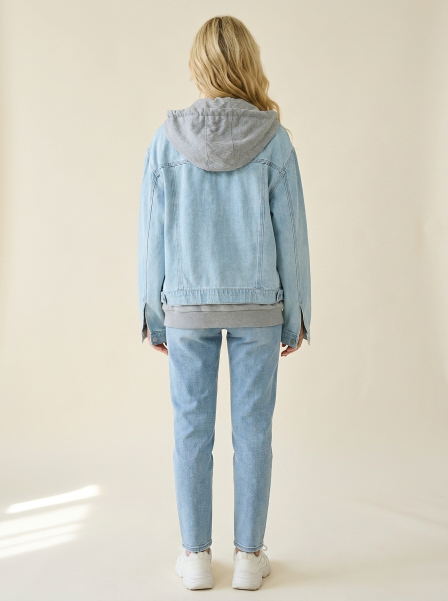 RISEN Oversized Hooded Denim Jacket - Back