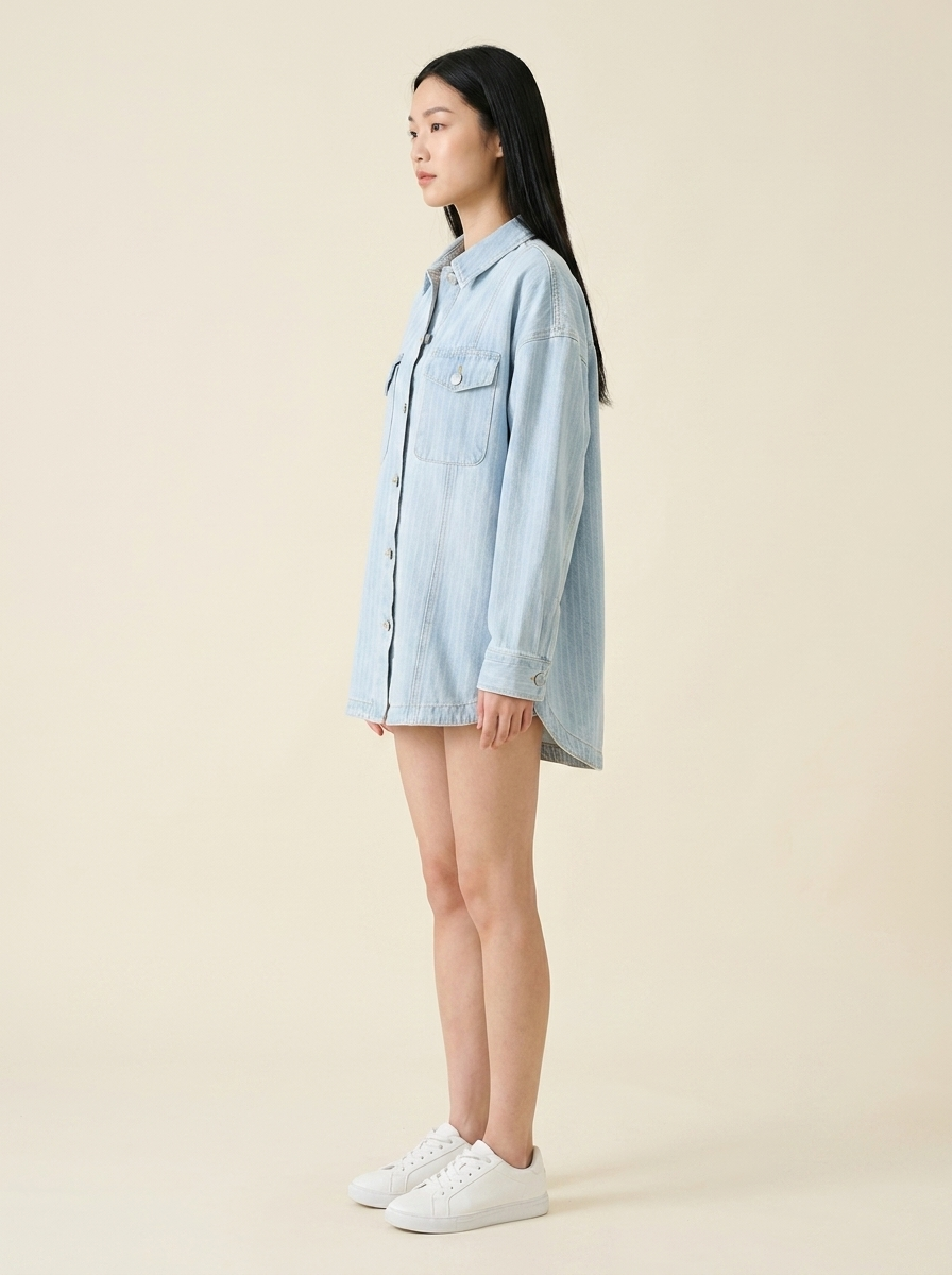RISEN Stripe Denim Shaket - Side