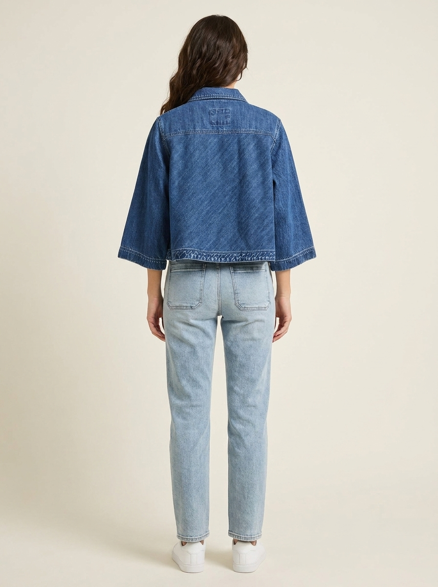 RISEN Cropped Denim Jacket - Back