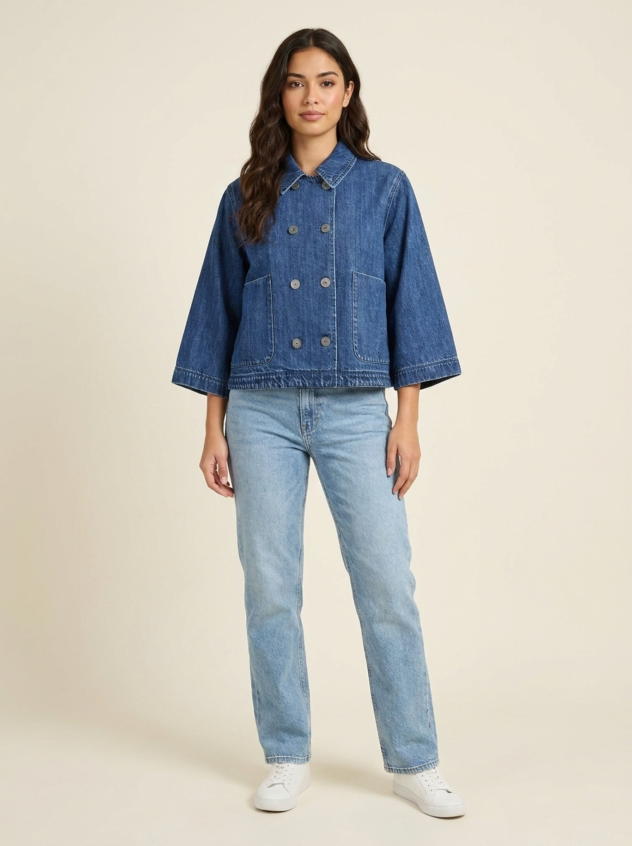 RISEN Cropped Denim Jacket - Front