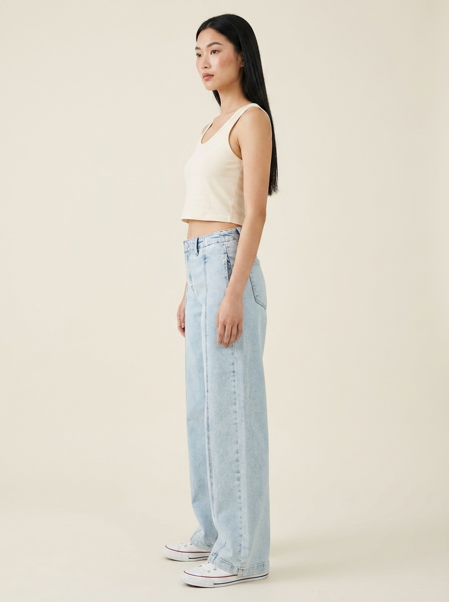 Slouchy Wide Leg Jeans - Side