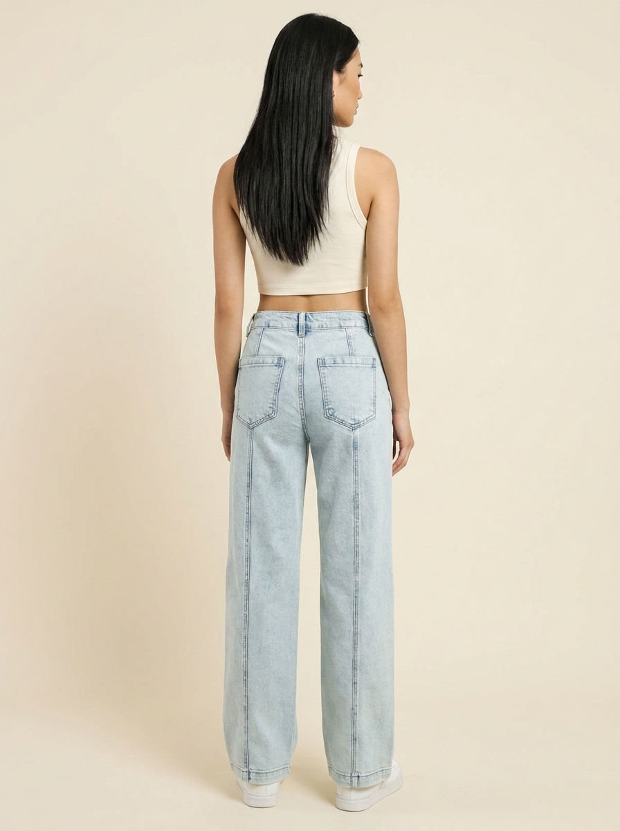 Slouchy Wide Leg Jeans - Back