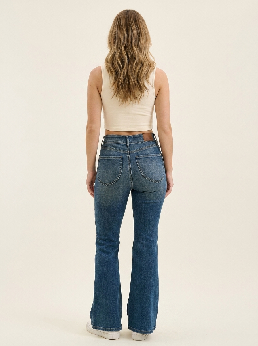 Tummy Control Flare Jeans - Back