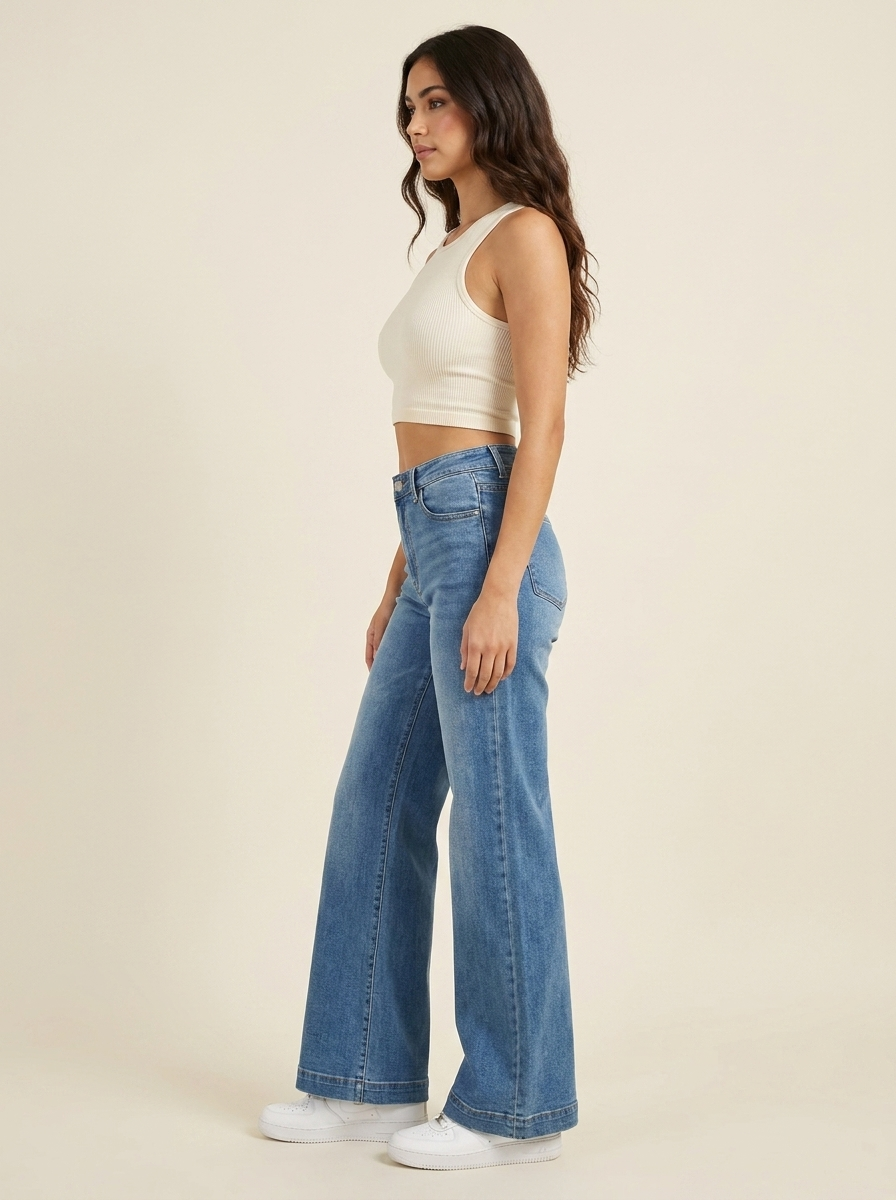 Elastic Tummy Control Jeans - Side