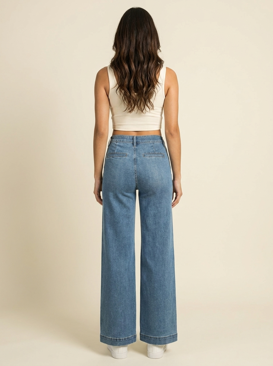 Elastic Tummy Control Jeans - Back