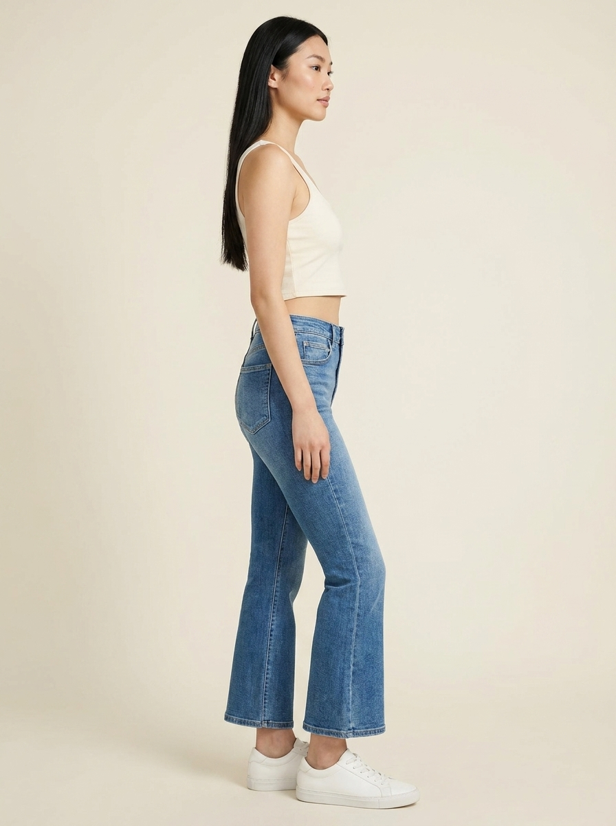 High Rise Ankle Flare Jeans - Side