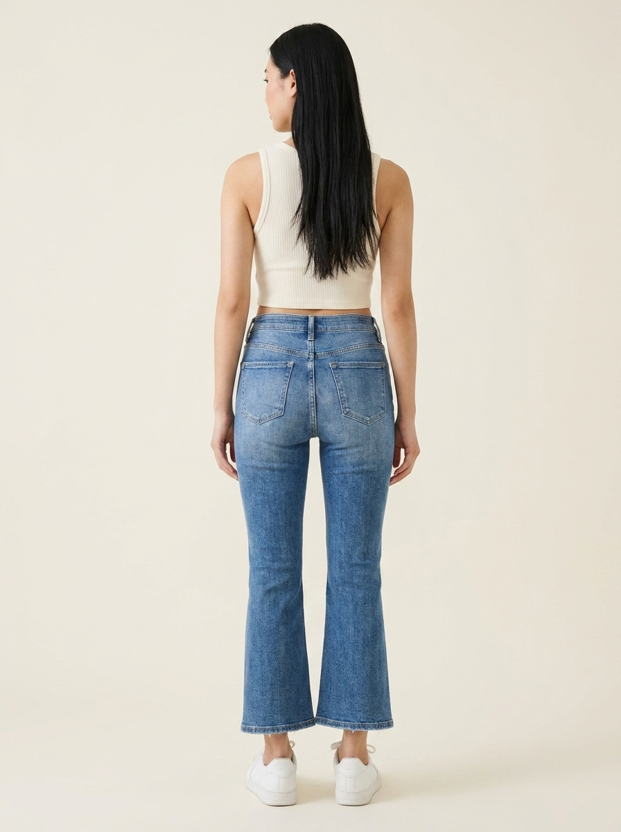 High Rise Ankle Flare Jeans - Back