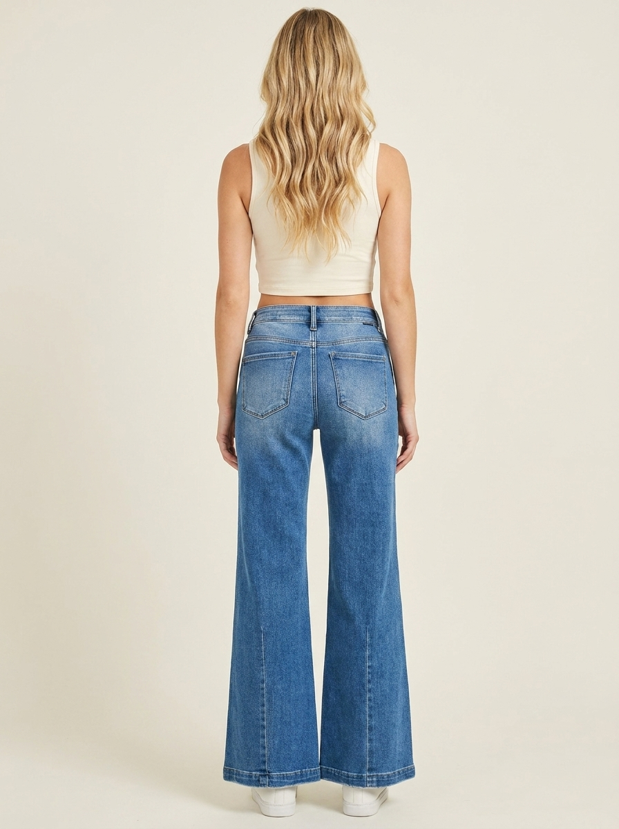 Mid Rise Wide Leg Plus - Back