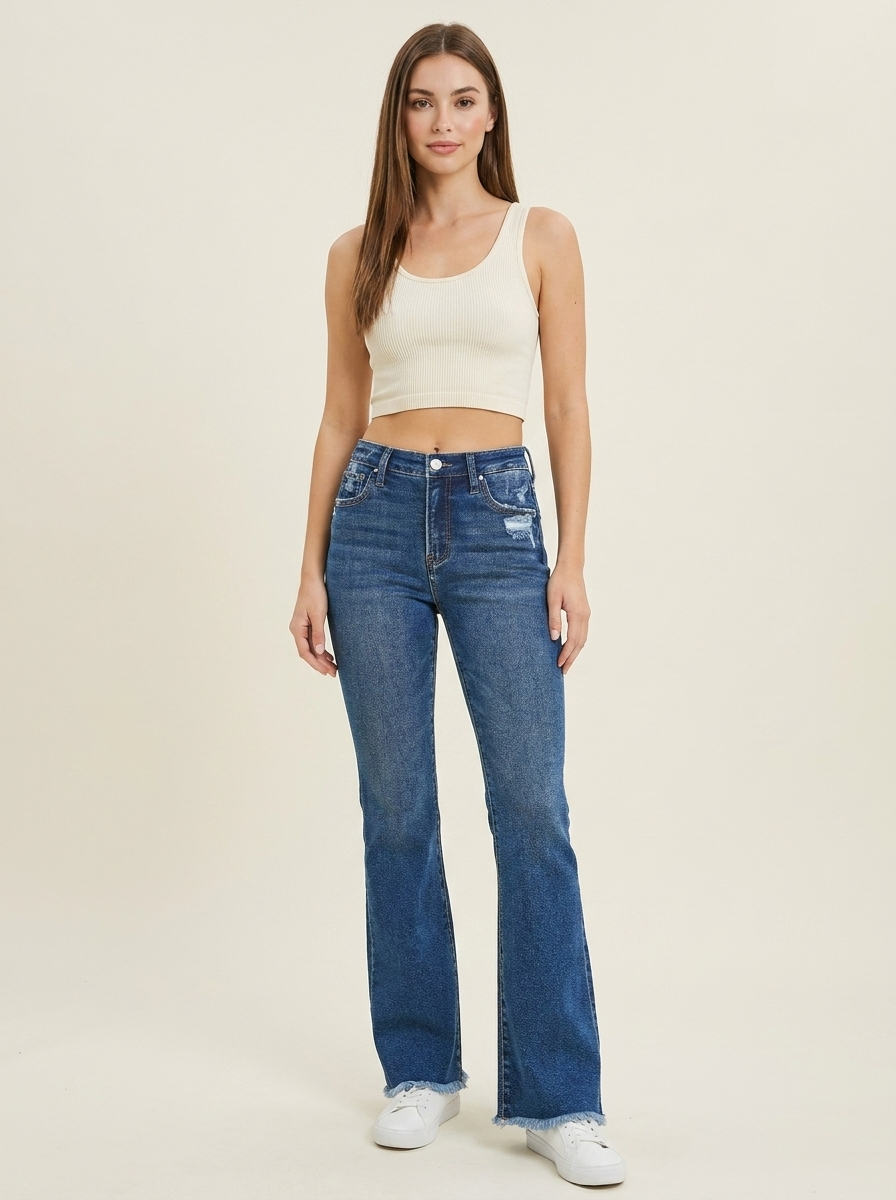 High Rise Flare Jeans Dark view 1