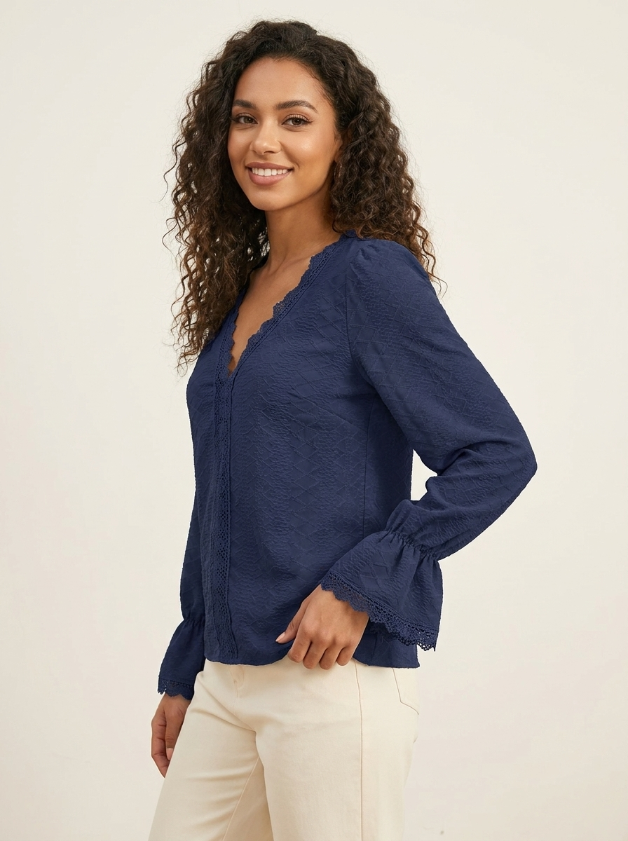 V-Neck Flounce Blouse