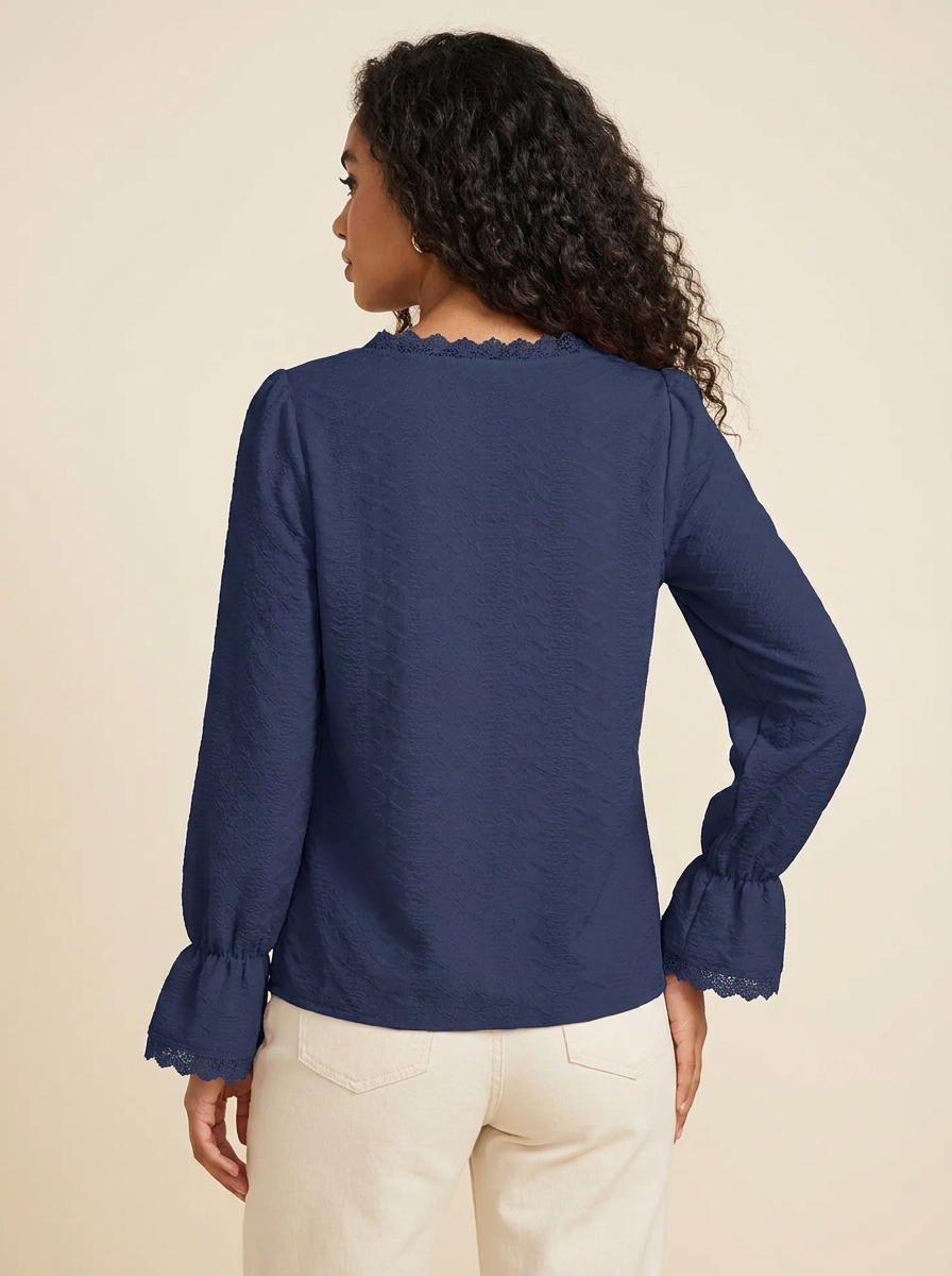 V-Neck Flounce Blouse
