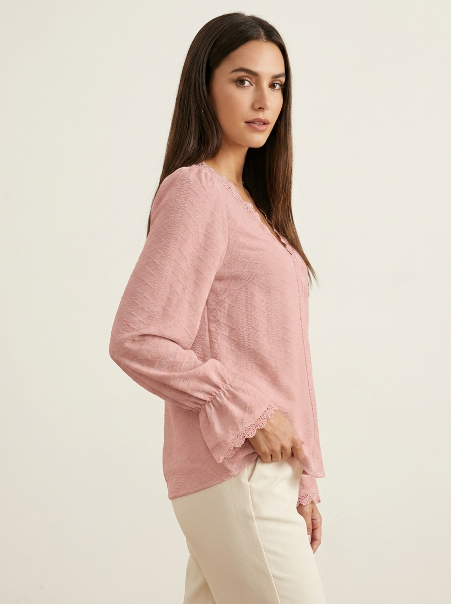 V-Neck Flounce Blouse