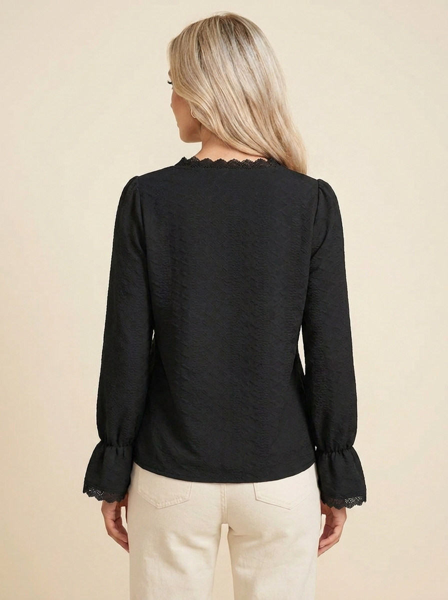 V-Neck Flounce Blouse