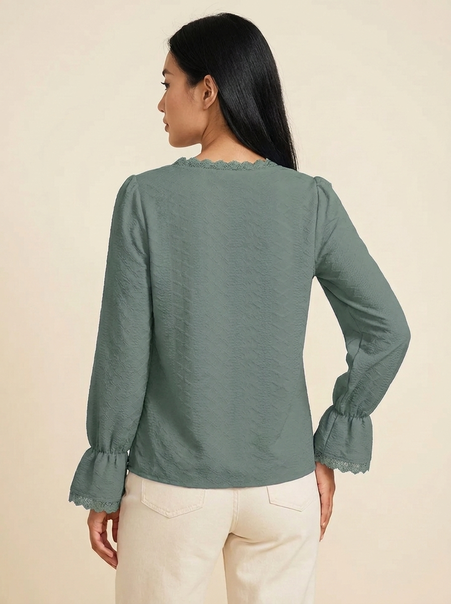 V-Neck Flounce Blouse