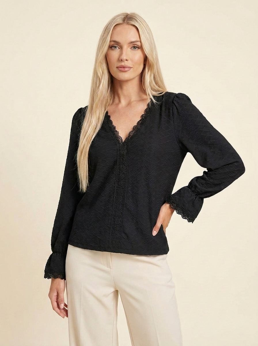 V-Neck Flounce Blouse