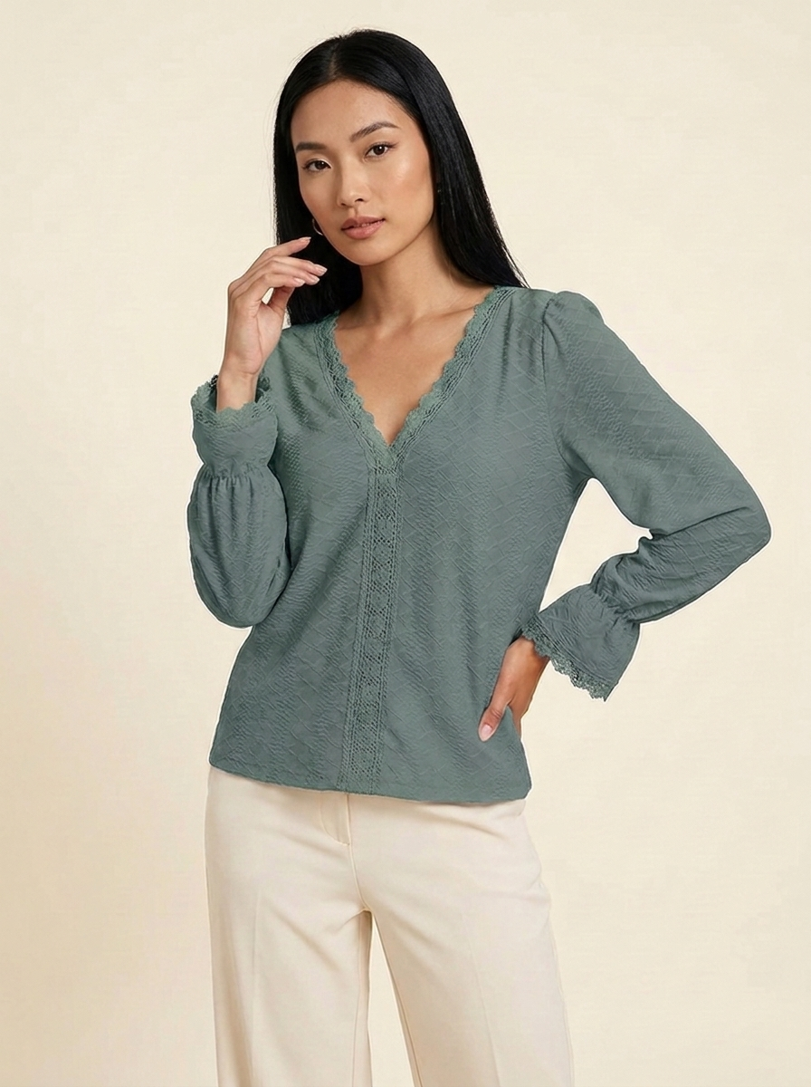 V-Neck Flounce Blouse
