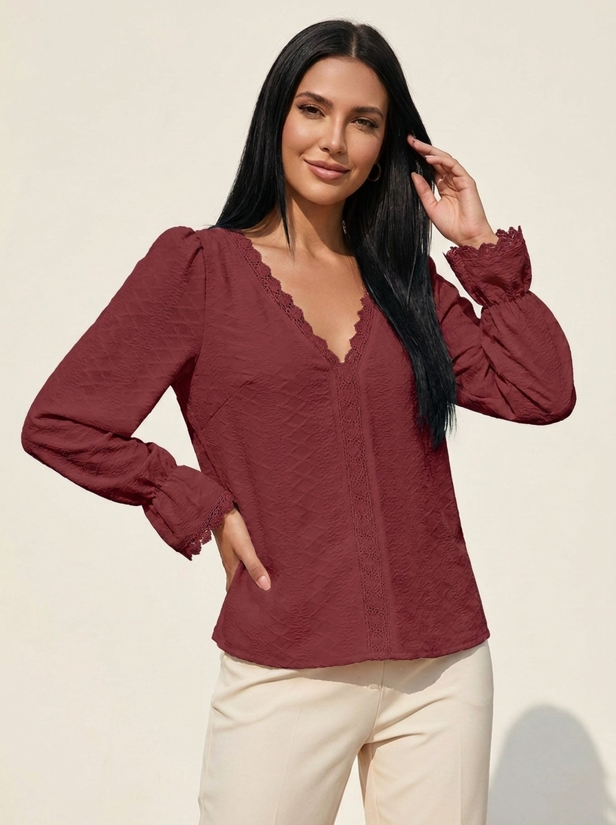 V-Neck Flounce Blouse