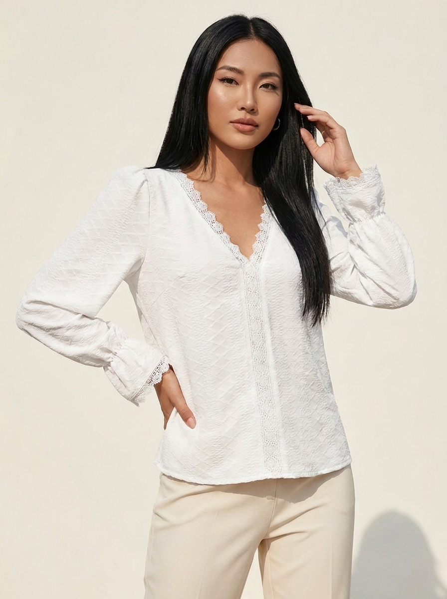 V-Neck Flounce Blouse