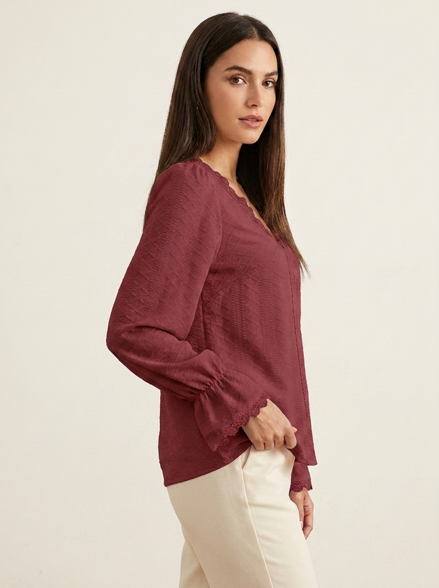 V-Neck Flounce Blouse