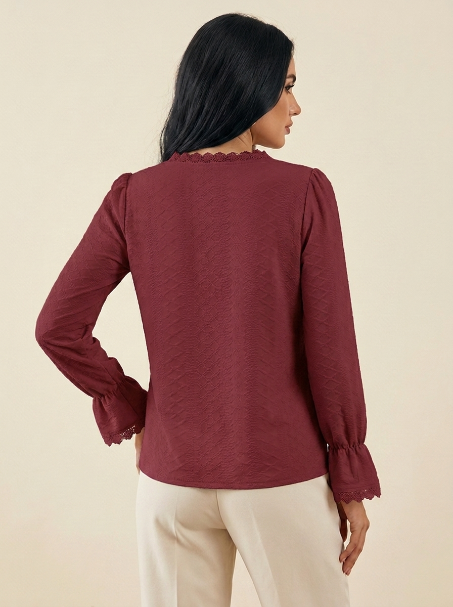 V-Neck Flounce Blouse