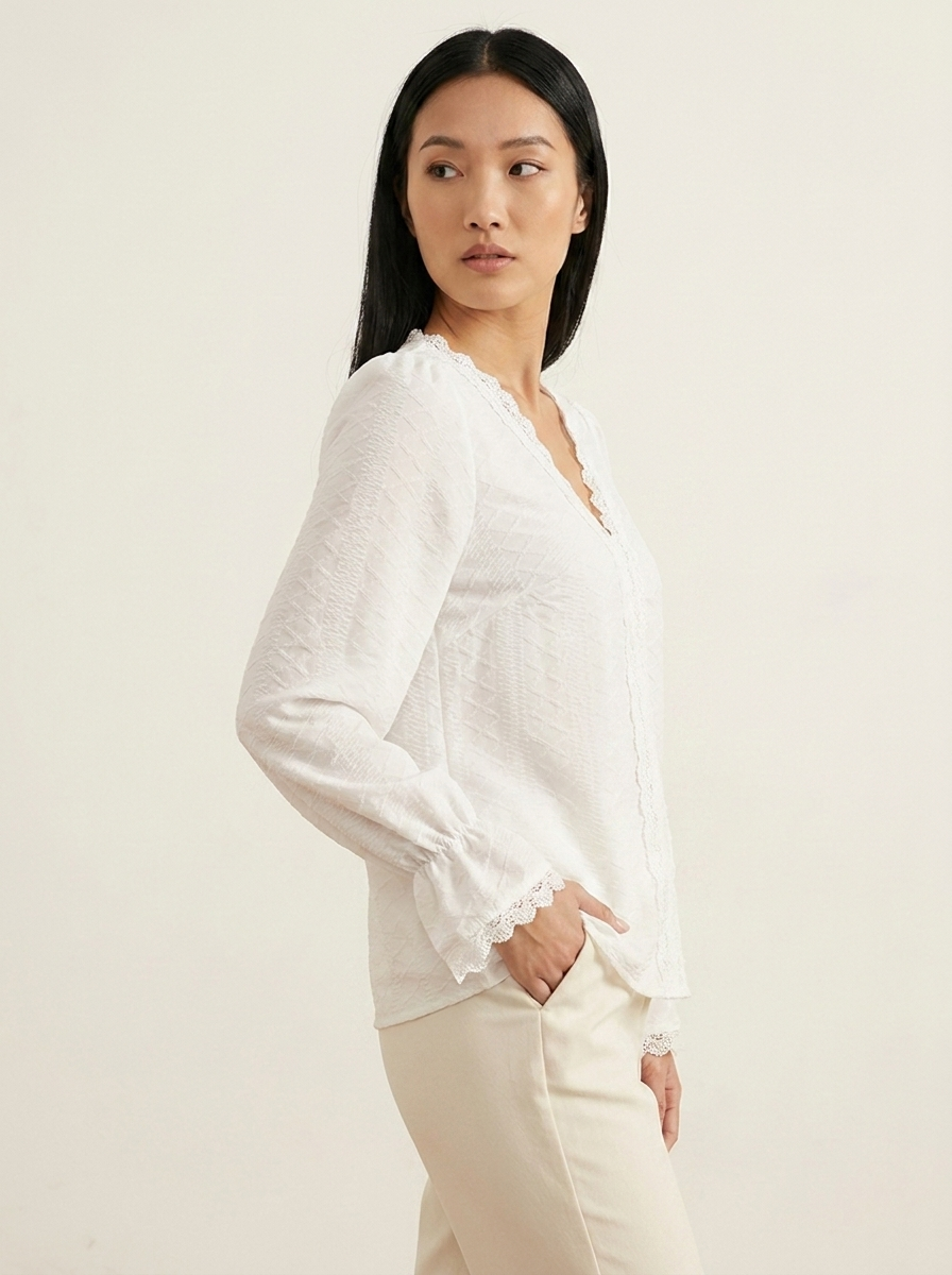 V-Neck Flounce Blouse