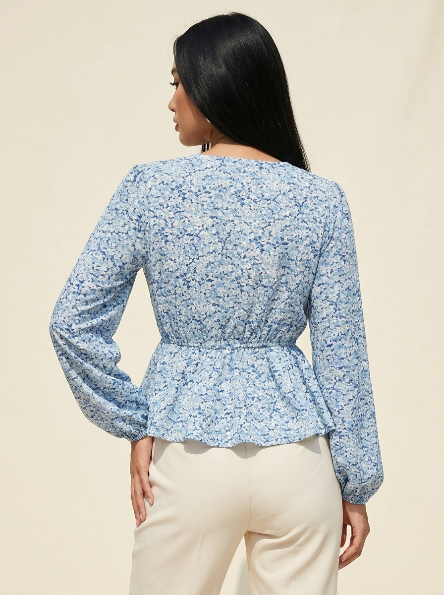 Floral Balloon Peplum Blouse
