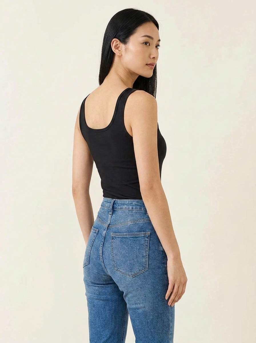 Square Neck Bodysuit Black side