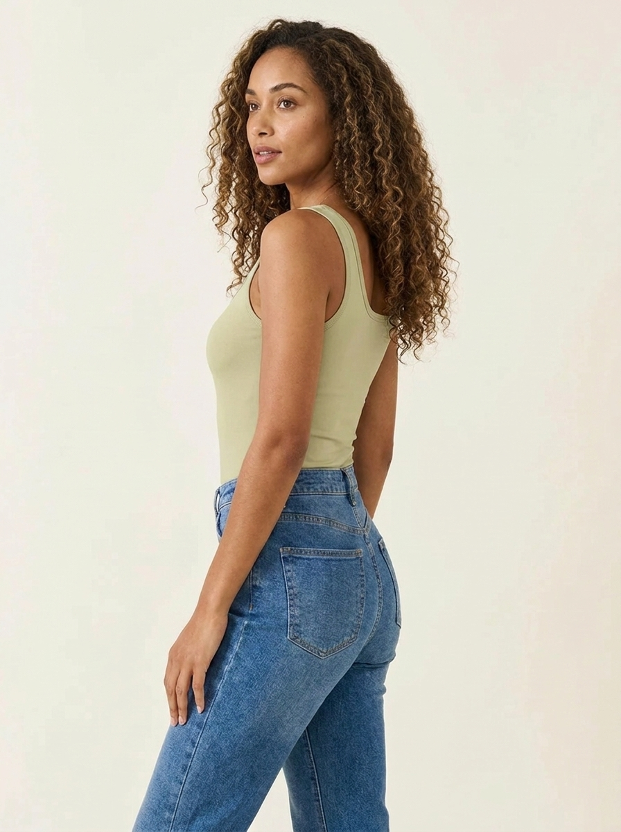Square Neck Bodysuit Beige side