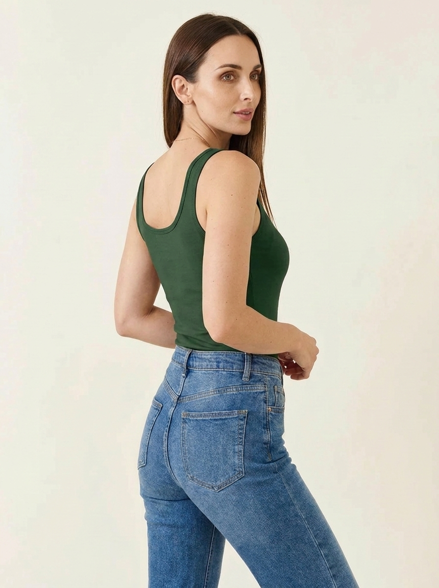 Square Neck Bodysuit Dark Green side