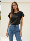 Cutout Tie Back Top Black front