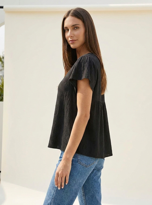 Cutout Tie Back Top Black side