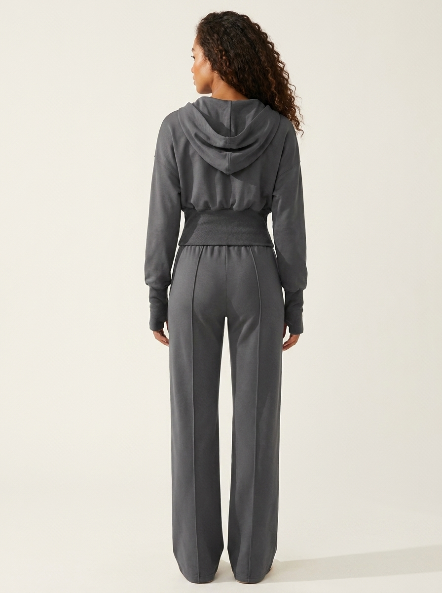 Zip-Up Hoodie Set Dark Gray back