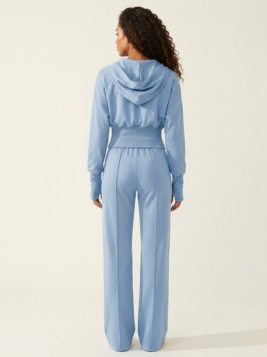 Zip-Up Hoodie Set Light Blue back