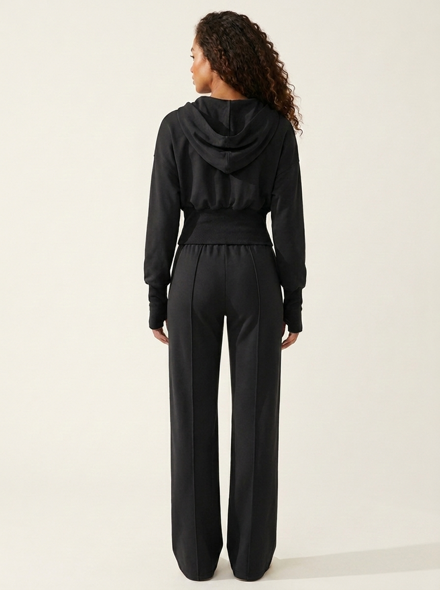 Zip-Up Hoodie Set Black back