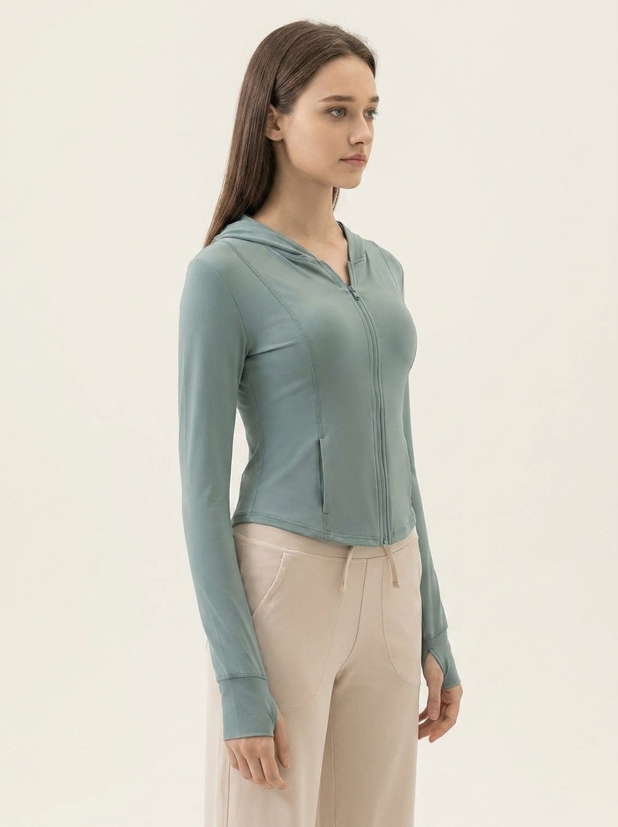 Hooded Active Jacket Teal side