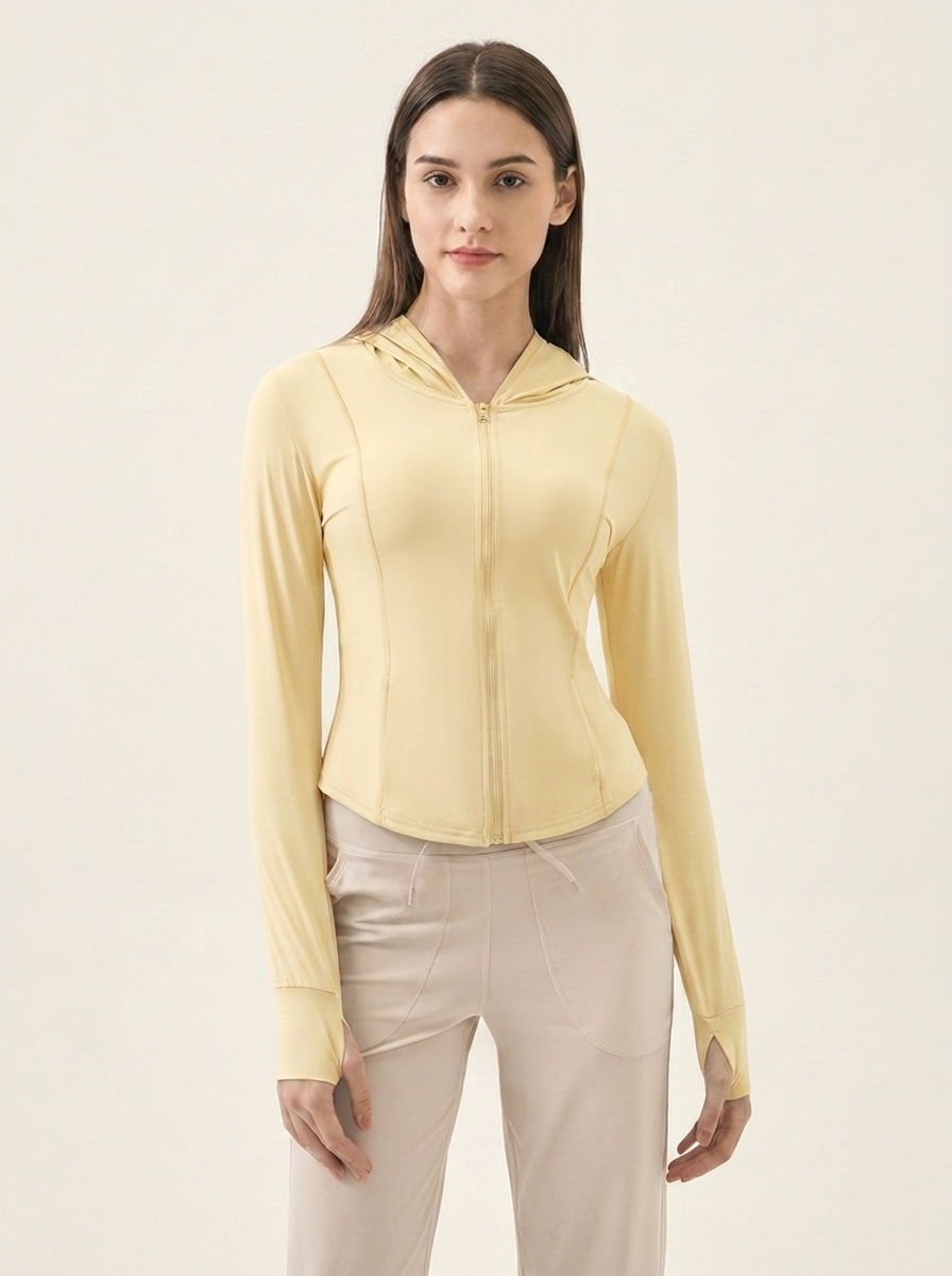 Hooded Active Jacket Light Yellow front
