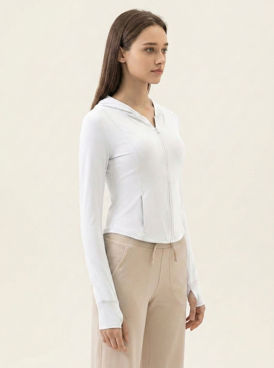 Hooded Active Jacket White side