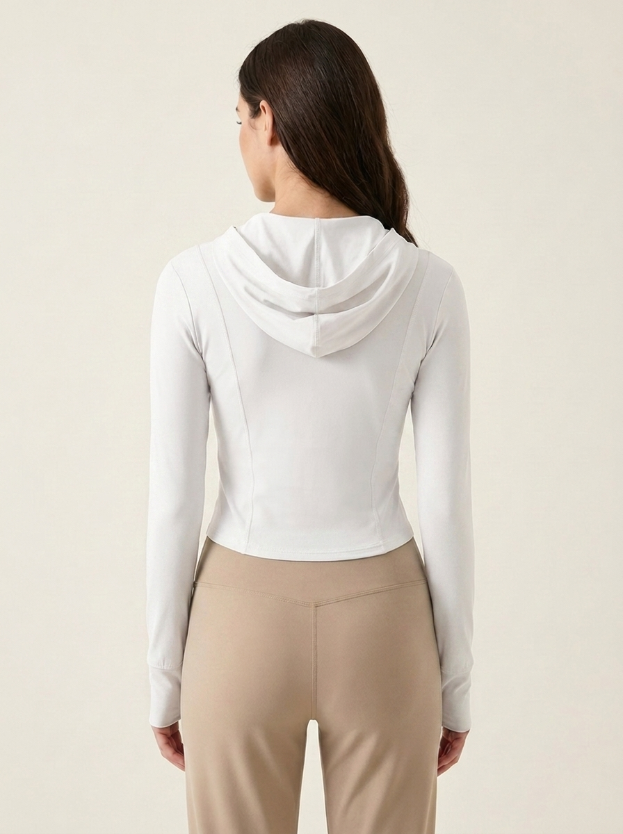 Hooded Active Jacket White back