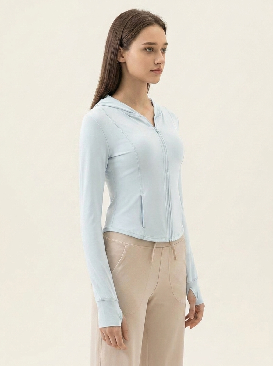 Hooded Active Jacket Light Blue side